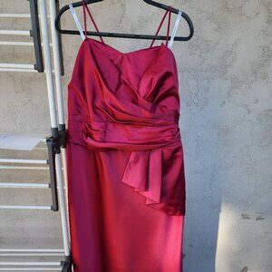 David's Bridal Satin Pink Long Gown with Spaghetti Straps - Size 20